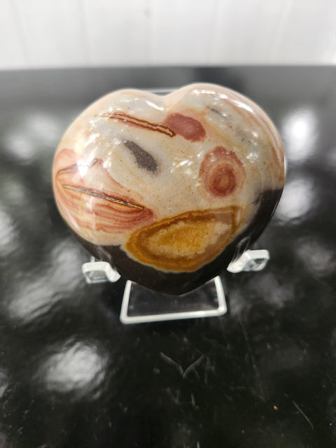 Polychrome jasper heart! 8.5 ounces, 3 inches wide