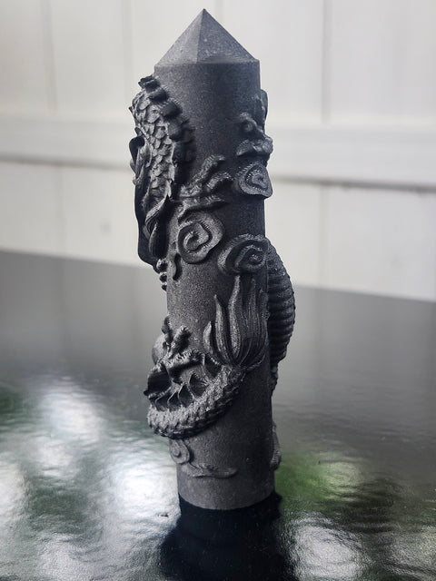 Shungite dragon tower! 2.7 ounces, 4.3 inches tall