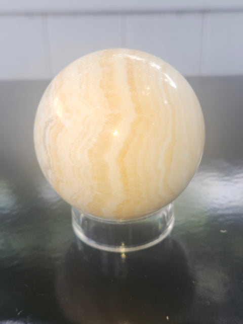 Orange calcite sphere! 67mm, 2.6 inches, 15 ounces