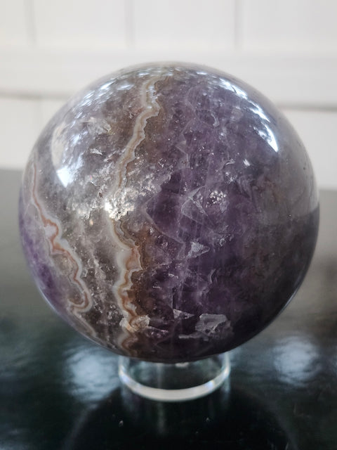 Amethyst lace agate sphere! 76mm, 3 inches, 1.6 pounds