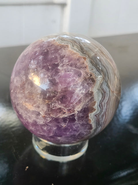Amethyst lace agate sphere! 76mm, 3 inches, 1.6 pounds