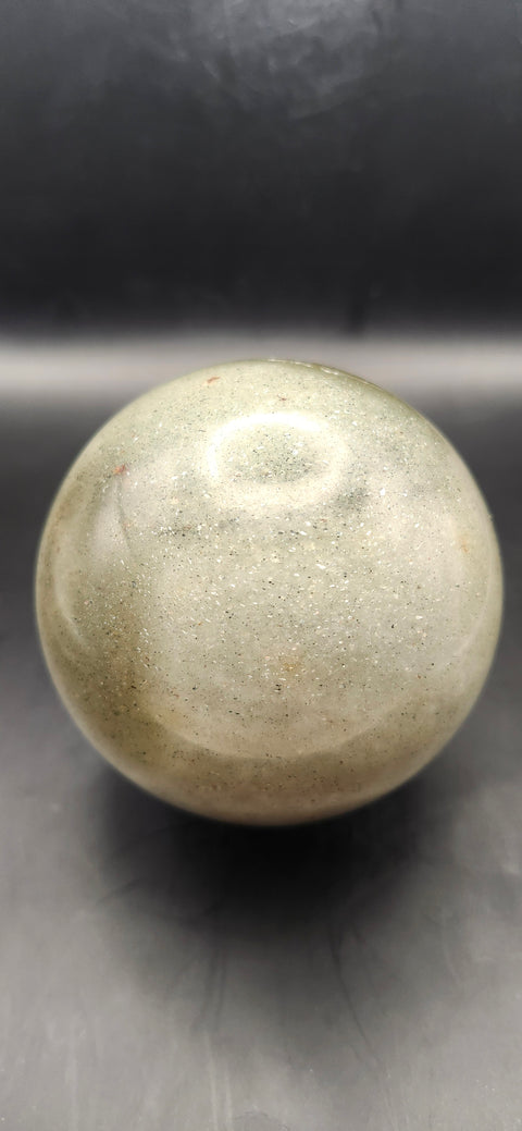 Green aventurine silver flash sphere! 76.4mm, 3 inches, 1.6 pounds