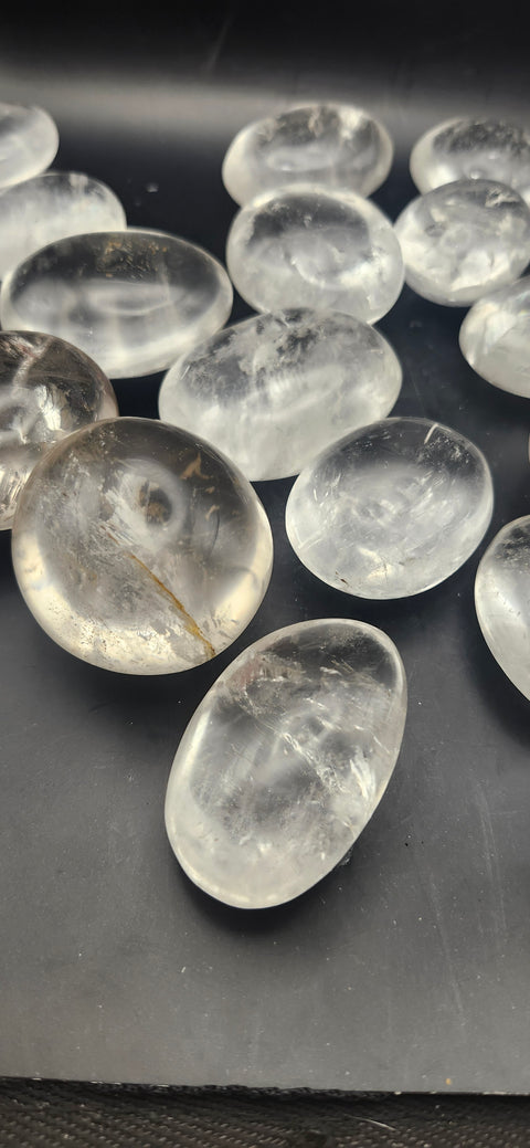 Clear quartz palm stones set of 2, 1 to 2 ounces!