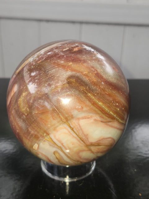 Large polychrome jasper sphere! 90mm, 3.56 inches, 2.4 pounds