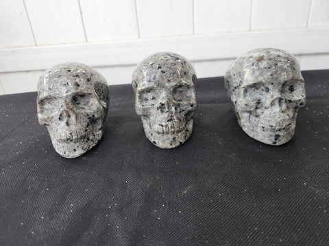 1.3 pound, 4 inch long, 3 inch tall flame stone skull