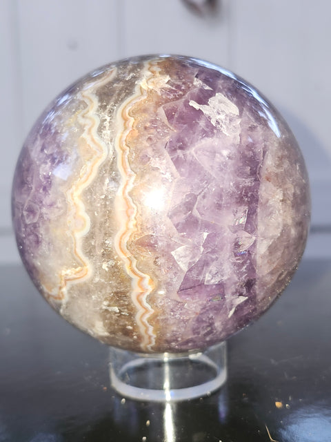 Amethyst lace agate sphere! 76mm, 3 inches, 1.6 pounds