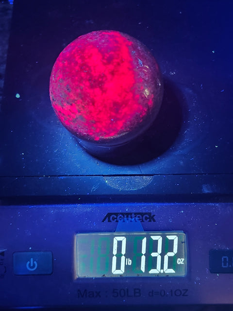 13 ounce ruby in kyanite sphere!! Uv reactive, 58 mm,2.3 inches