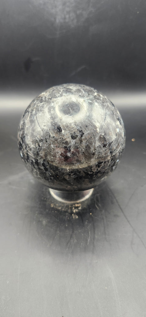 Larvikite sphere. 65.9mm, 2.59 inches, 14.5 ounces!