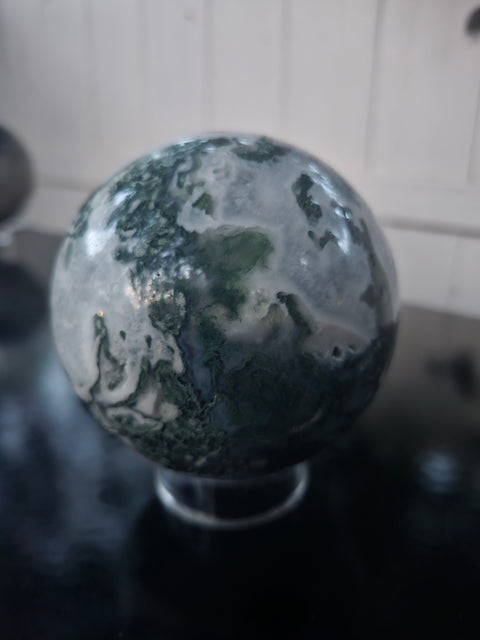 1.12 pound, 84.9mm, 3.34 inch moss agate sphere