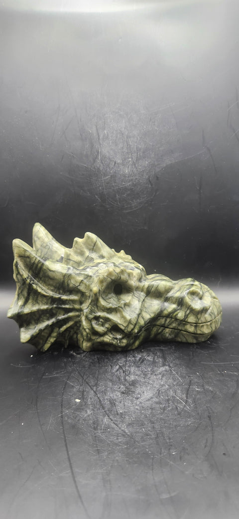 Serpentine dragon skull! 1.12 pounds, 4.5 inch head, 6.5 inch nose to horn