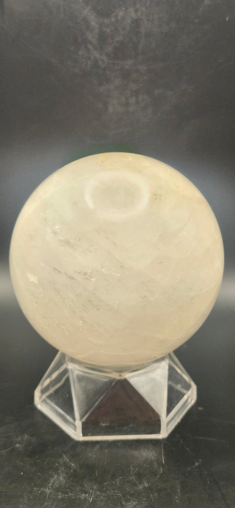 Clear quartz sphere. 68.4mm, 2.69, 15.8 ounces