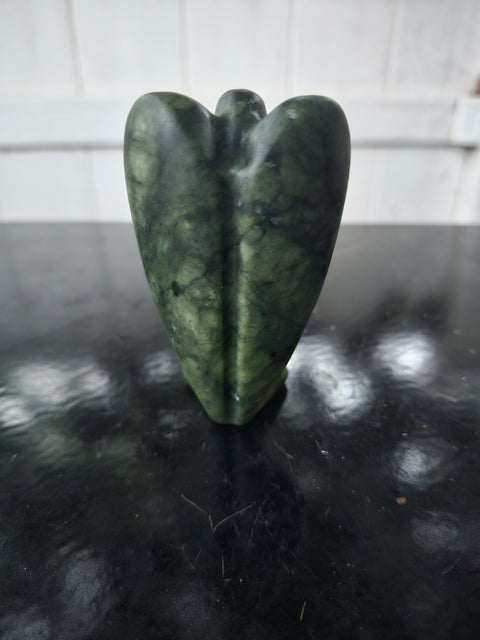 Green serpentine angel. 5 ounces, 3 inches tall