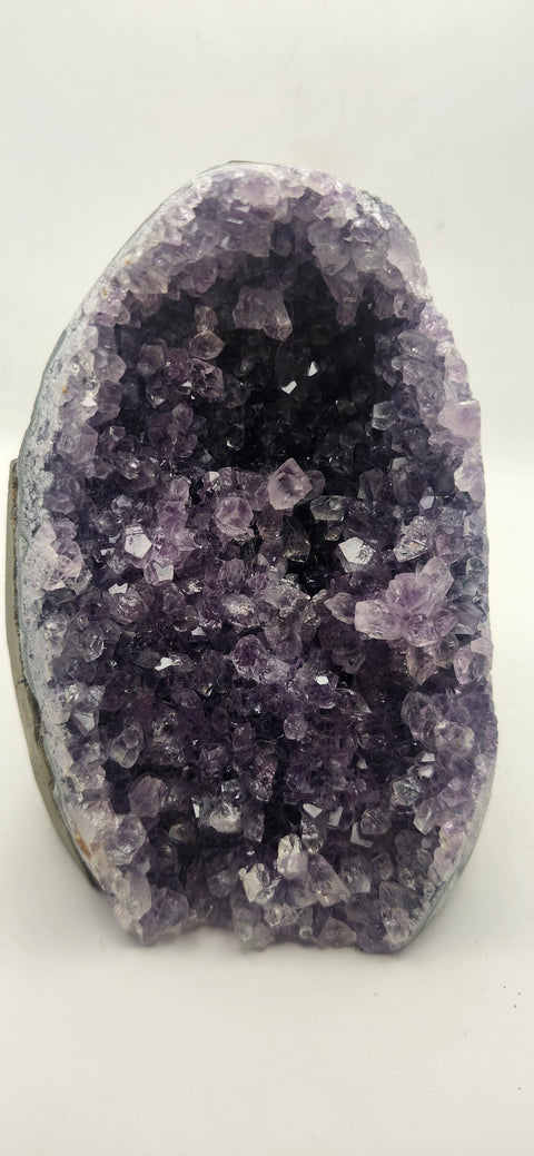 Amethyst cut base free form, 1.13 pounds, 4.8 inches tall,.3.3 wide