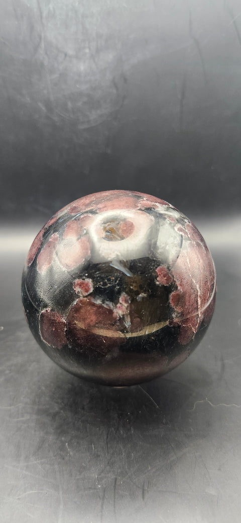 Astrophyllite garnet firework sphere! 72.3mm, 2.84 inches, 1.7 pounds