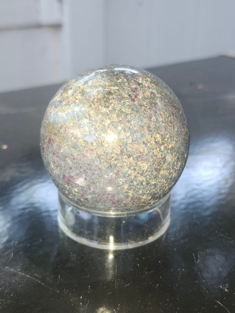 Ruby in kyanite sphere! 11 ounces, 54.5mm, 2.14 inches