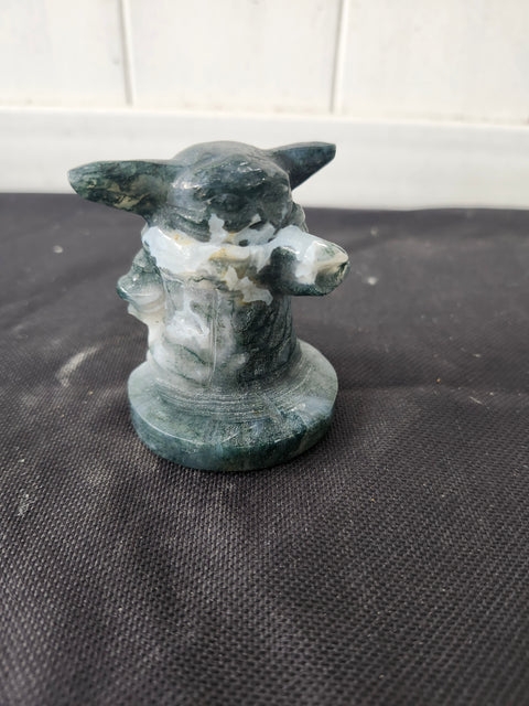 4.9 ounce, 2.75 inch moss agate yoda