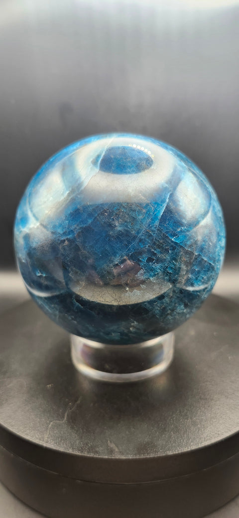 Blue apatite sphere, 80.6mm, 3.17 inches, 1.15 pounds