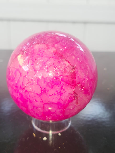 Pink crackle quartz! 14.7 ounces, 66mm, 2.6 inches