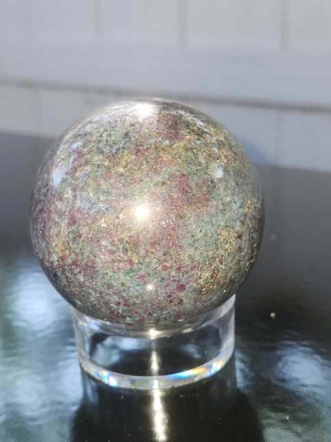 14 ounce ruby in kyanite sphere!! Uv reactive, 60mm mm, 2.36 inches