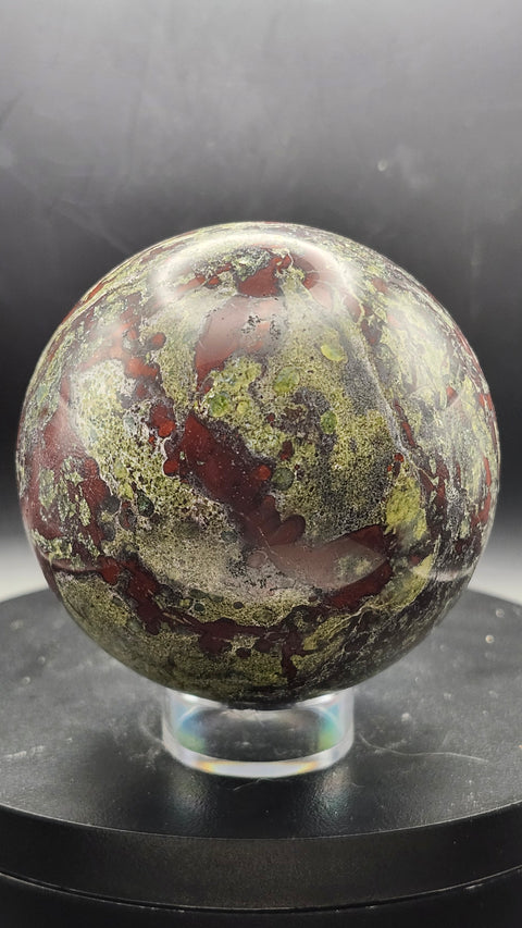 Dragon bloodstone sphere, 1.6 pounds,75mm, 2.95 inches