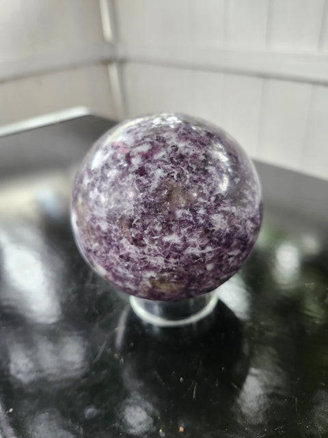 81mm, 3.18 inch Lepidolite sphere! 1.10 pounds