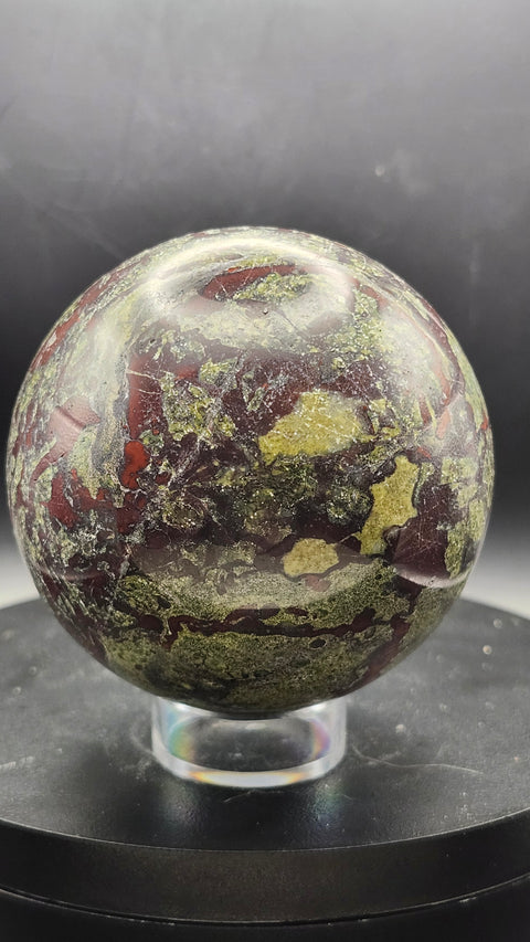 Dragon bloodstone sphere, 1.6 pounds,75mm, 2.95 inches
