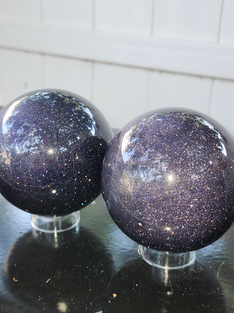 Blue golden sandstone sphere! 1.7 pounds, 78mm, 3 inches