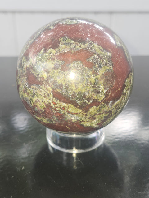 Dragon bloodstone sphere! 80mm, 3.1 inches, 1.12 pounds
