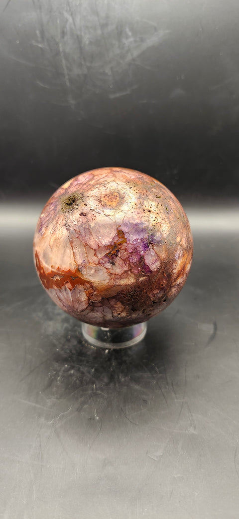 Ferruginous quartz sphere. 68.2mm, 2.68 inches, 15 ounces