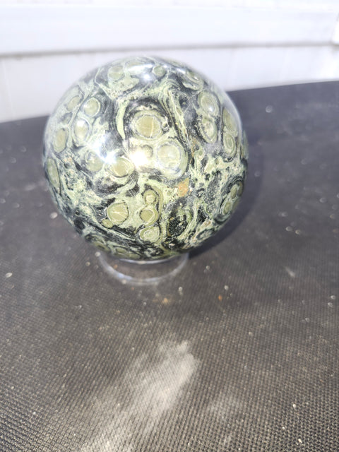 1.7 pound, 77.2mm, 3.03 inch kambaba jasper sphere
