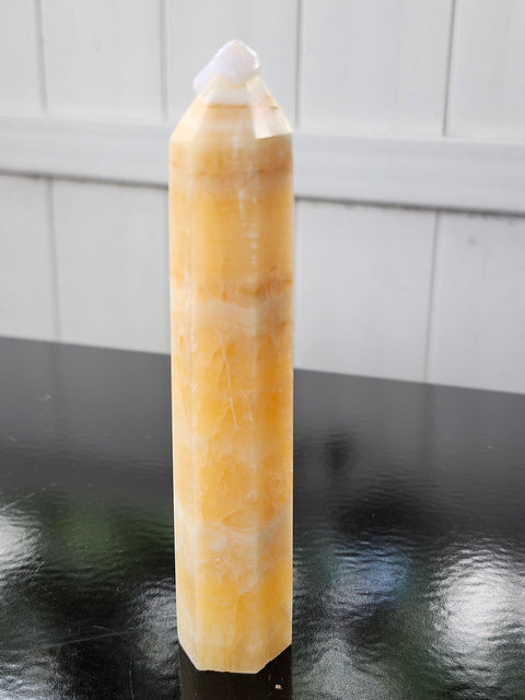 Orange calcite tower! 5 ounces, 5.2 inces