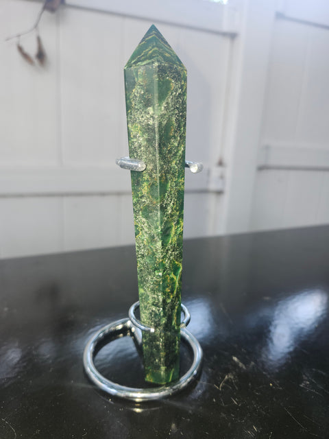 Green jasper scepter! 5.8 ounces, 6.1 inches