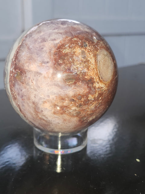 Amethyst lace agate sphere! 1.15 pounds, 85mm, 3.3 inches