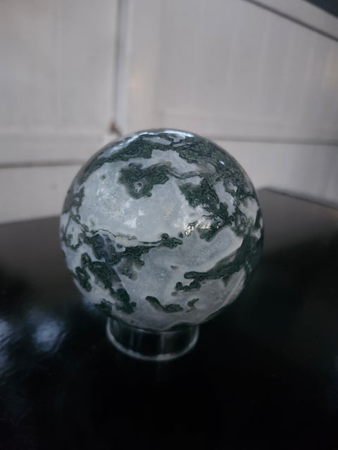 1.12 pound, 84.9mm, 3.34 inch moss agate sphere