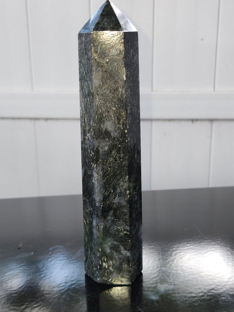 Large larvikite tower! 8 inches tall, 1.5 pounds