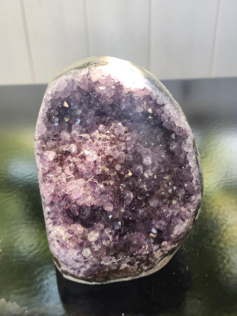 Amethyst cut base free form! 2.4 pounds, 4.7 inches tall 3.3 wide