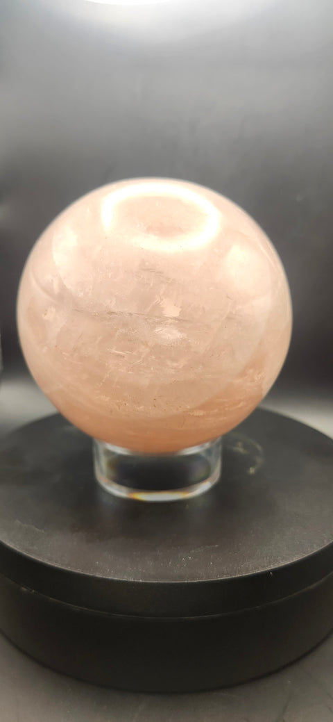 Rose quartz sphere, 85mm, 3.35 inches, 1.15 pounds