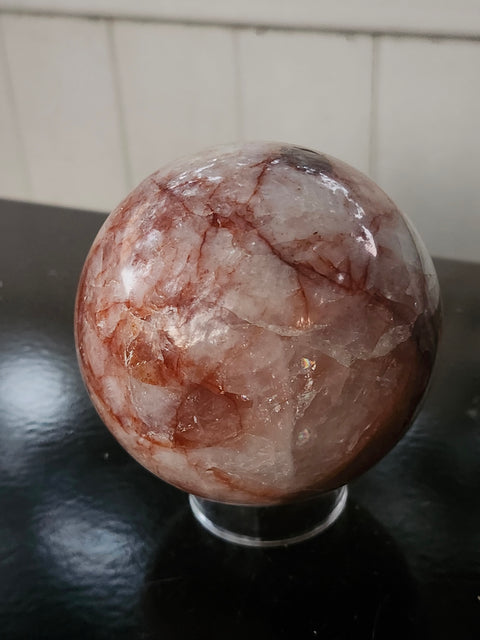 Fire quartz sphere! 2.6 pounds, 90mm, 3.56 inches