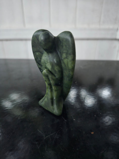 Green serpentine angel. 5 ounces, 3 inches tall