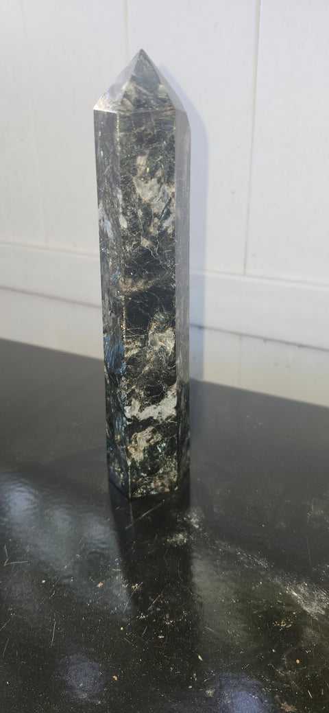 Large larvikite tower! 8 inches tall, 1.7 pounds!