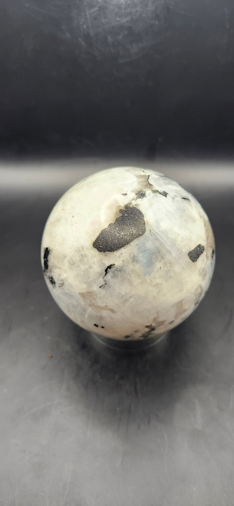 Rainbow moonstone sphere! 73.9mm, 2.9 inches, 1.4 pounds
