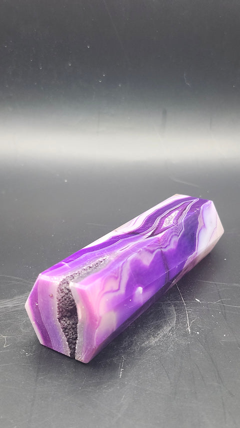 Purple druzy agate tower! 3.75 inches, 3.2 ounces
