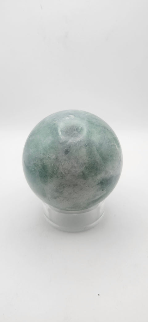 Green florite sphere. 60mm, 2.37 inches, 14.2 ounces