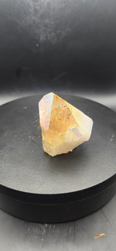 Angel aura citrine polished top point. 2 ounces