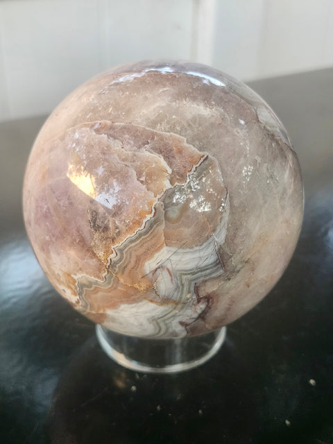 Amethyst lace agate sphere! 83mm, 3.27 inches, 1.13 pounds