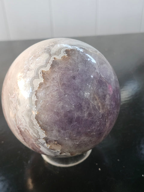 Amethyst lace agate sphere! 84mm, 3.3 inches, 1.14 pounds