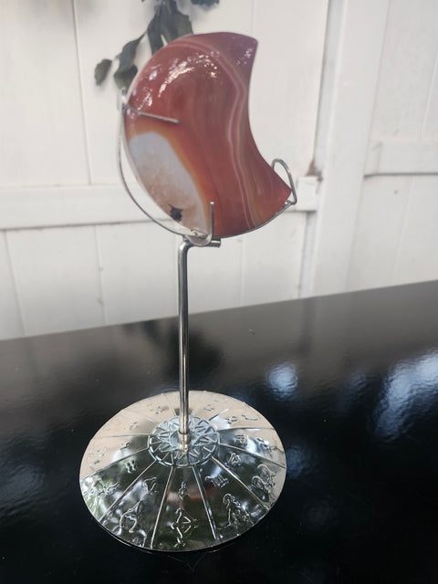 4.6 ounce carnelian moon with zodiac stand