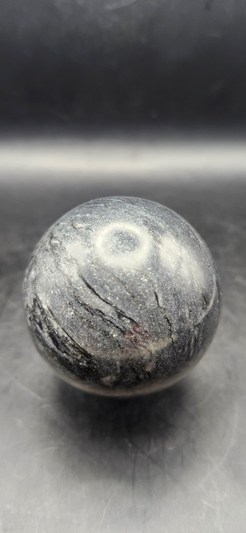 Black phantom quartz sphere! 51.4mm, 2 inches, 6.8 ounces