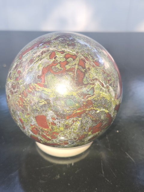 Dragon bloodstone sphere! 72mm, 2.8 inches, 1.5 pounds