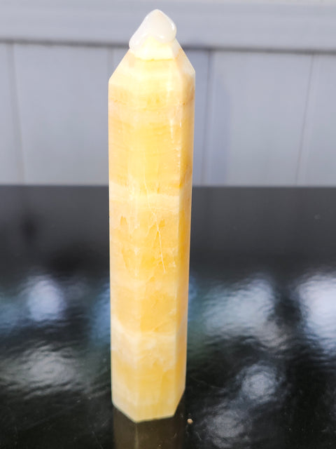 Orange calcite tower! 5 ounces, 5.2 inces
